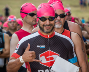 Bright colored swim caps are used to make you more visible in the water