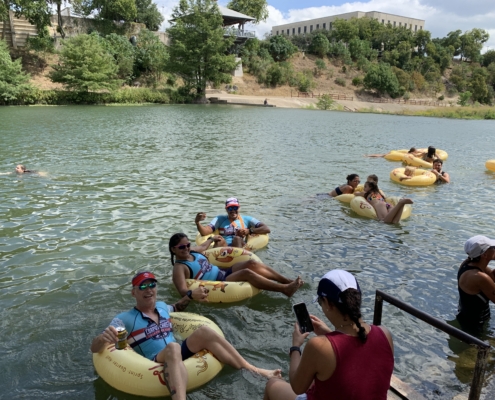 A record number of triathletes registered for the 2019 Kerrville Triathlon, including these triathletes floating the Guadalupe River in their Kerrville Tri floats!