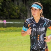 Triathlete competes on Kerrville Triathlon run course. Hurry and register as this year's event nears a sellout.