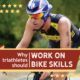 Cyclist rides during the Kerrville Triathlon. Text on design reads Why Triathletes Should Work on Bike Skills. Read more at http://kvy.b5e.myftpupload.com/2020/12/work-on-bike-skills/