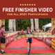 Female triathlete crosses the Kerrville Triathlon finish line with her arms in the air. Text on design reads Free Finisher Video for all 2021 Participants. Learn more about the free, personalized finish line video at http://kvy.b5e.myftpupload.com/2021/07/free-personalized-finish-line-video/