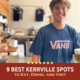 A bartender at Pint and Plow smiles after pouring a beer. Text on design reads 9 Best Kerrville Spots to Eat, Drink, and Visit. Learn more at http://kvy.b5e.myftpupload.com/2021/08/best-kerrville-spots/